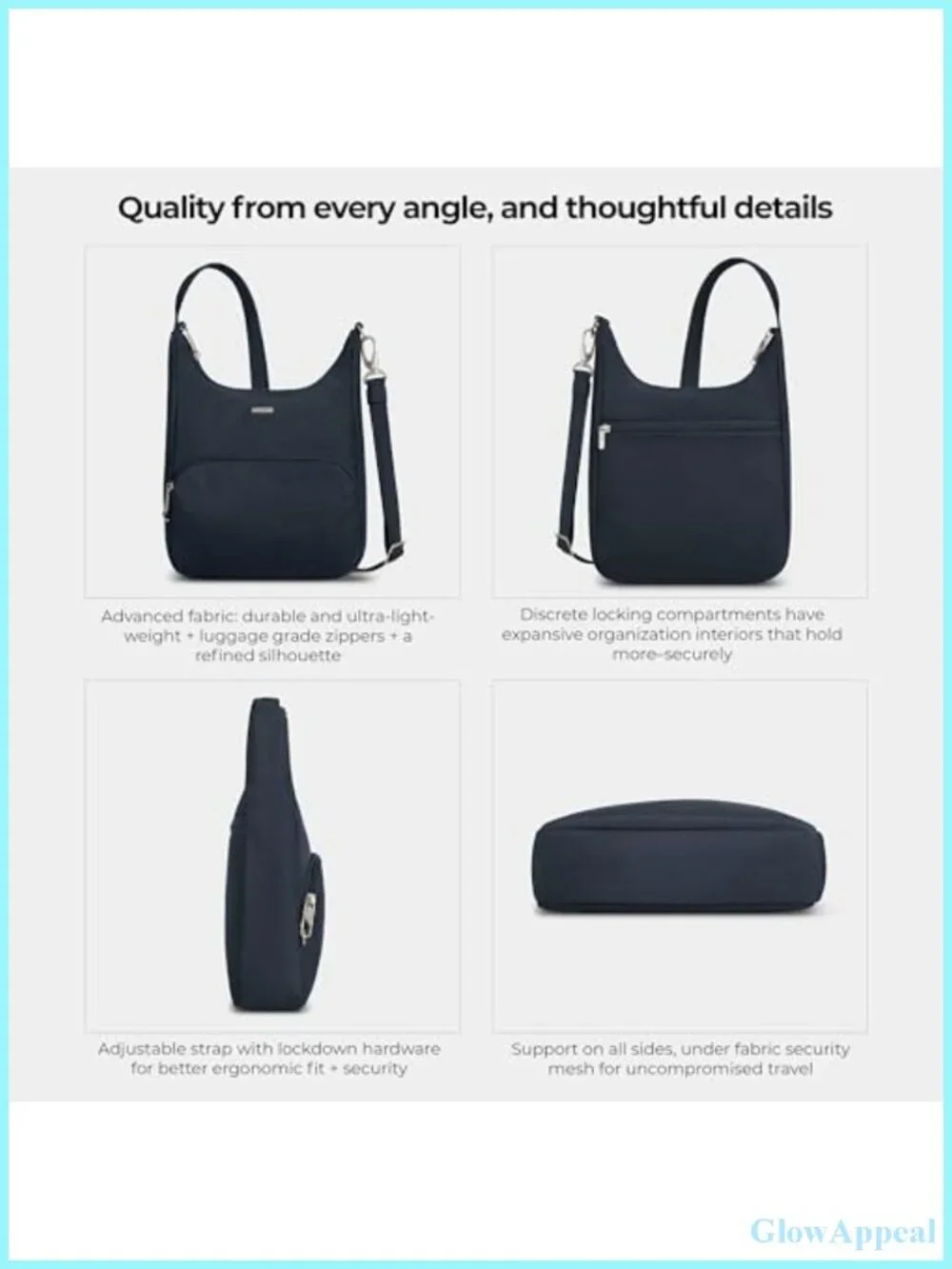 Anti-Theft Messenger Bag RFID Blocking Locking Zip Travel Crossbody